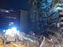 Rubble from partial collapse of the Champlain Towers condominium complex, Surfside, Florida, June 24, 2021.